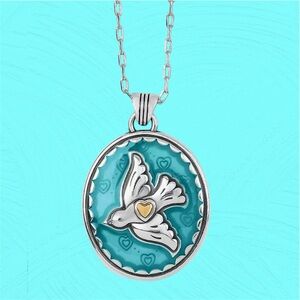 Brighton Fashionista Happy Bird Aqua Blue Sterling Silver Necklace NWOT Dove